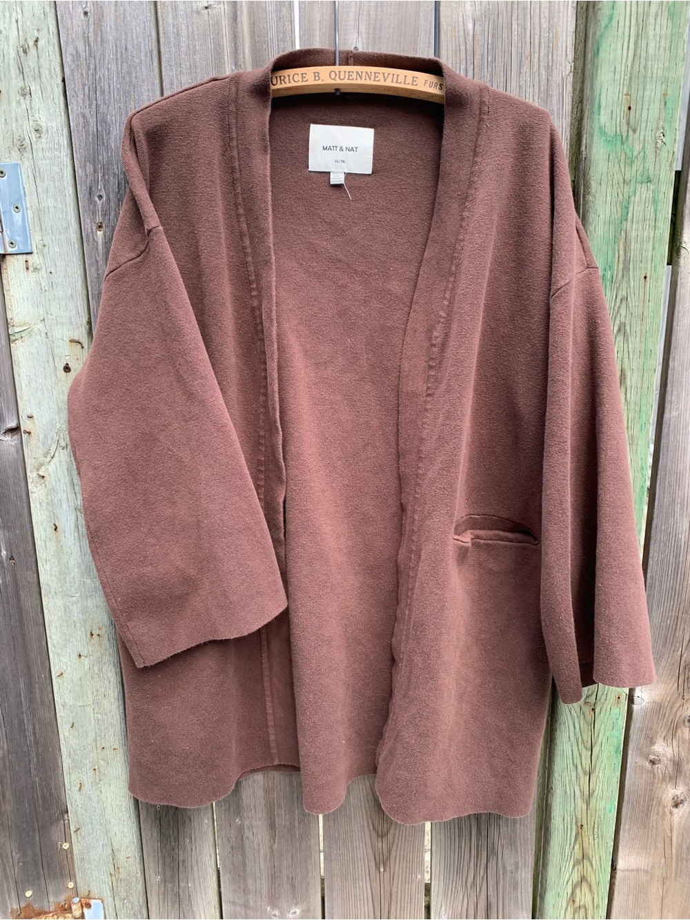 MATT & NAT Elsa Brown Organic Cotton Blend Open Front Cardigan XL/TG